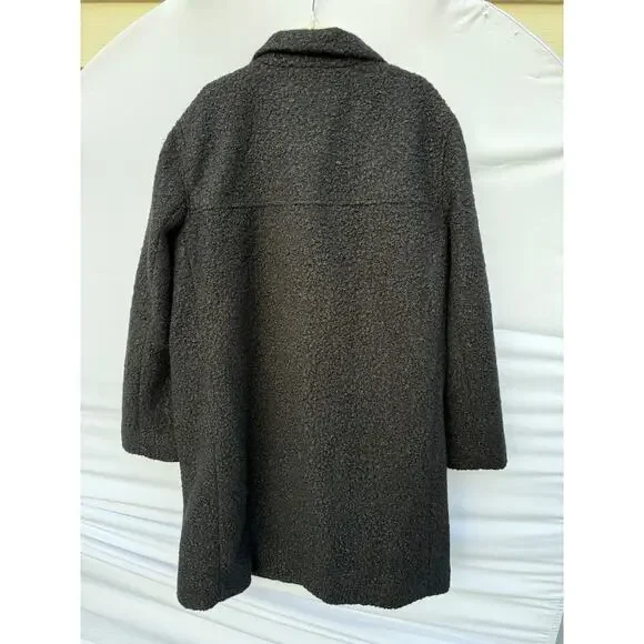 LOFT Curly Funnel Neck Black Peacoat Jacket Size Medium NWT